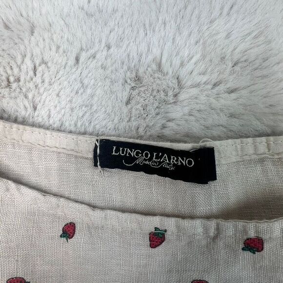 Lungo L'Arno 100% Linen Dress Size 1X Beige Strawberry Made in Italy Dress Boho - Picture 4 of 8